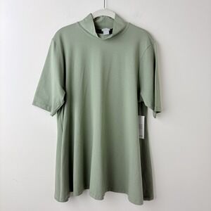 Chico's Touch of Cool Tunic Top Womens XL - 3 Olive Green Minimalist Normcore